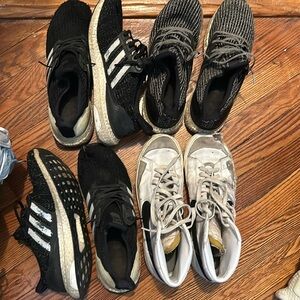 4 pairs of adidas boost and Nike dunks beaters men’s size 10.5